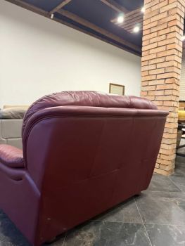 Новий бордовий шкіряний диван 7