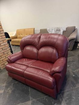 Новий бордовий шкіряний диван 3