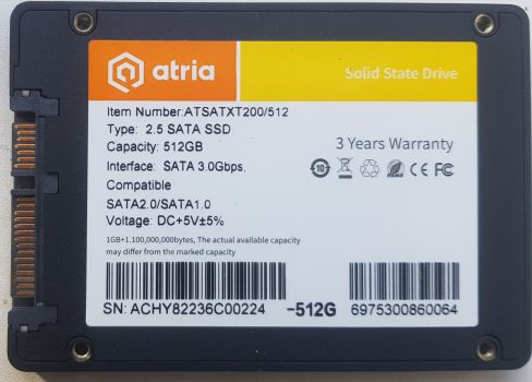 SSD ДИСК atia 2.5 512 гб.  ДЛЯ НОУТБУКА