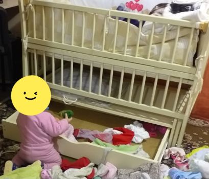 Дитяче ліжко колиска з шухлядою,+матрац +весь набір 1