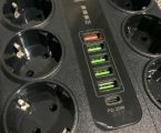 Мережевий подовжувач 2м на 6 розеток з USB 2